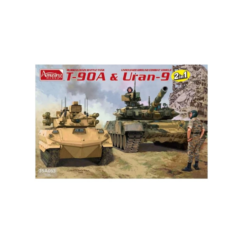 T-90A And Uran-9 2in1 Russian MBT And Unmanned Ground Combat Vehicle 1/35